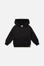 Full Zip Hooded Bi-Material Cardigan Black-0