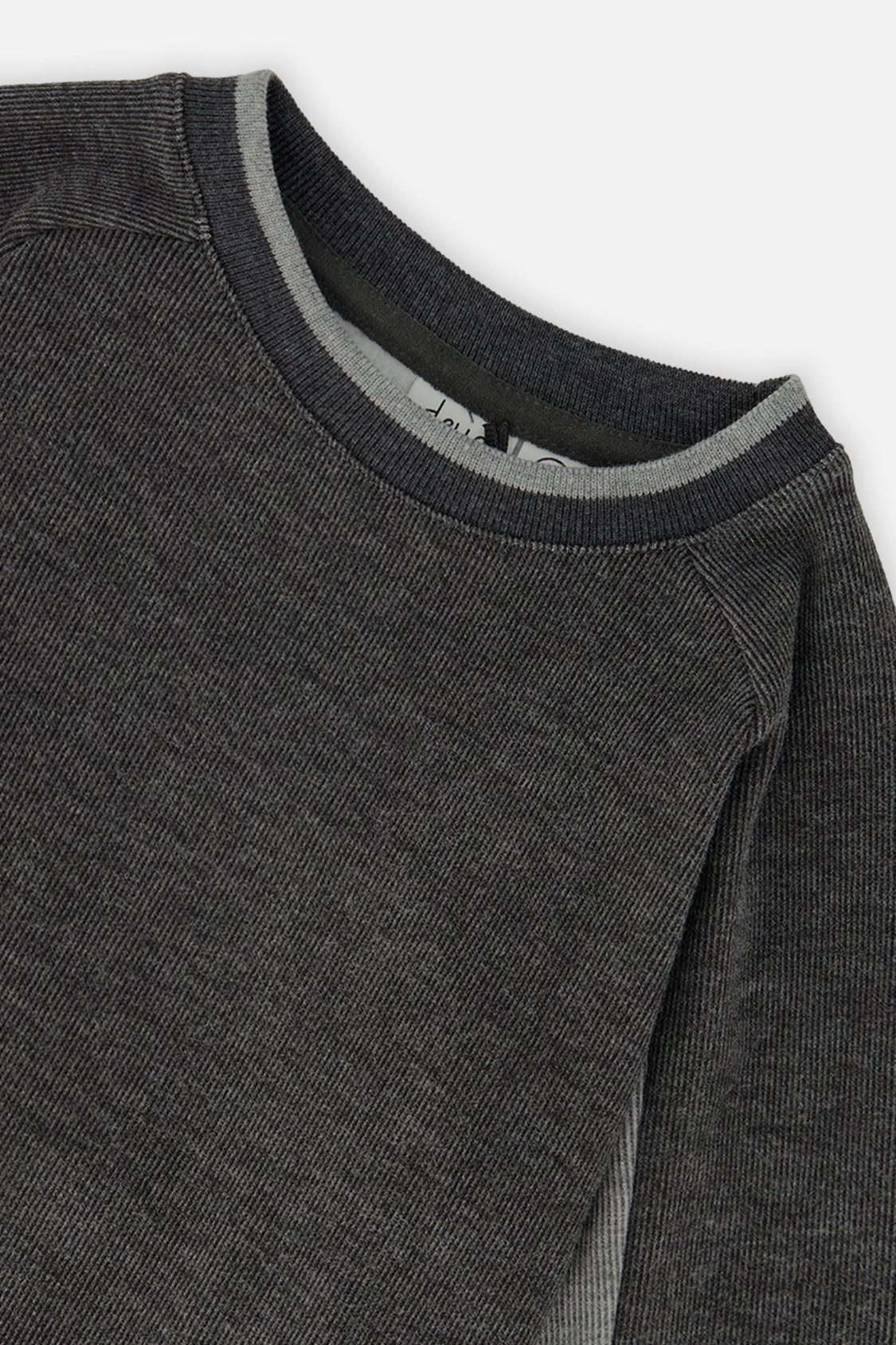 Deux par Deux Flat Back Rib Sweatshirt Grey