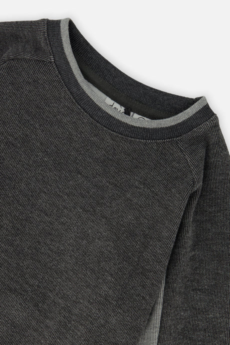 Deux par Deux Flat Back Rib Sweatshirt Grey