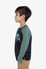 Raglan T-Shirt Dark Blue And Green-2