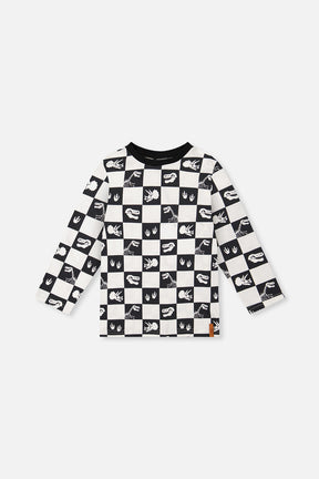 Organic Cotton Long Sleeve T-Shirt Black And White Checker-0