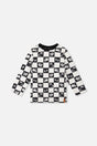 Organic Cotton Long Sleeve T-Shirt Black And White Checker-0