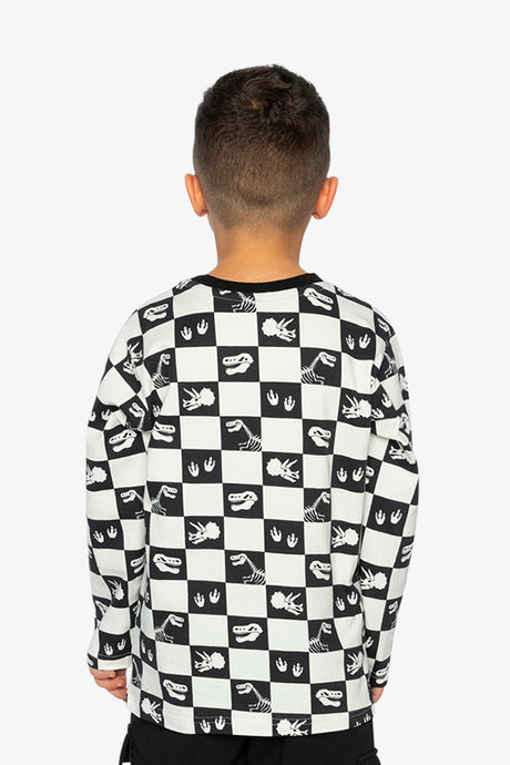 Organic Cotton Long Sleeve T-Shirt Black And White Checker-3
