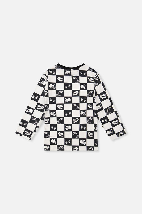 Deux par Deux Organic Cotton Long Sleeve T-Shirt Black And White Checker product image P2
