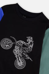 Deux par Deux Long Sleeve T-Shirt Black, Blue And Green