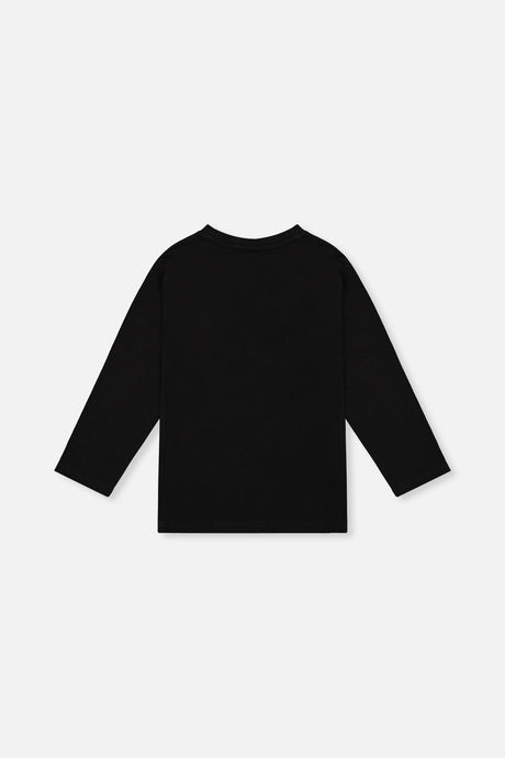 Deux par Deux Long Sleeve Organic Cotton T-Shirt Black And Red product image P2