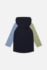 Deux par Deux Raglan Hooded T-Shirt Dark Blue And Green