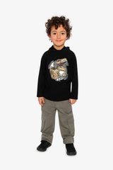 Raglan Hooded T-Shirt Black And Brown-4