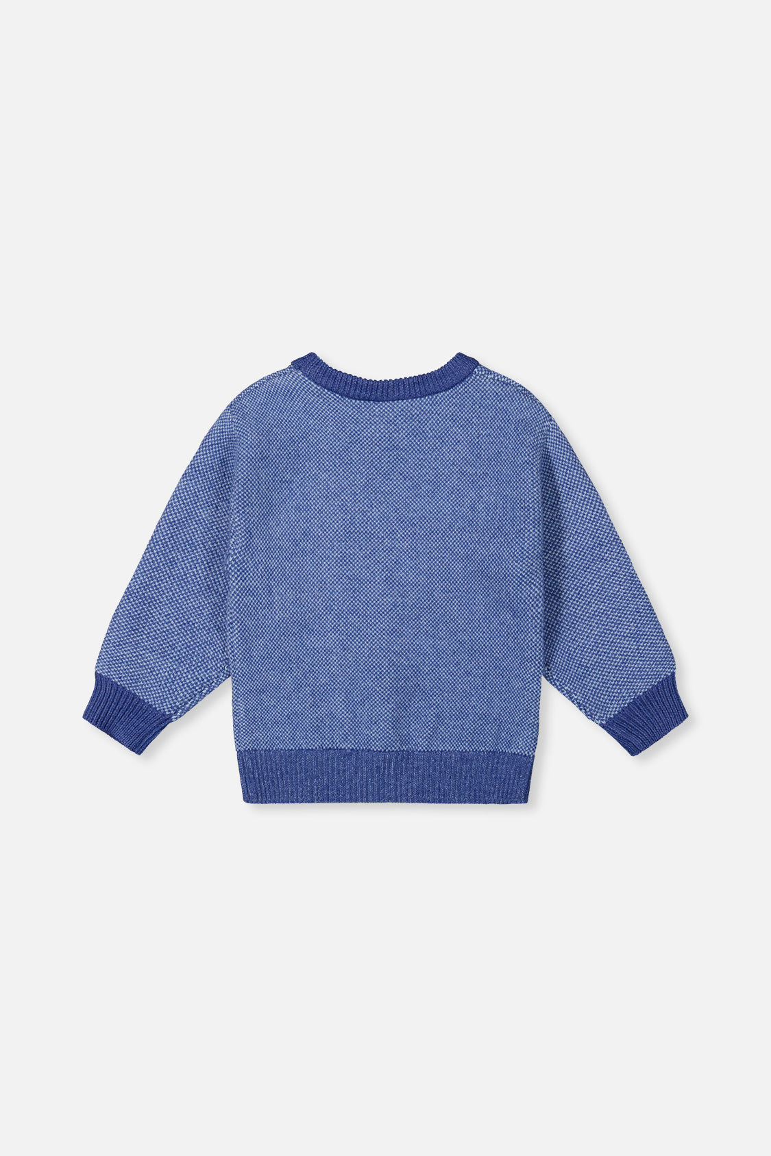 Deux par Deux boys' textured knit sweater in blue, back view