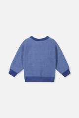 Deux par Deux boys' textured knit sweater in blue, back view
