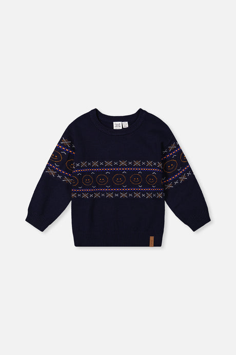 Jacquard Sweater Dark Blue-0