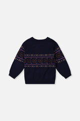 Deux par Deux dark blue jacquard sweater, back view