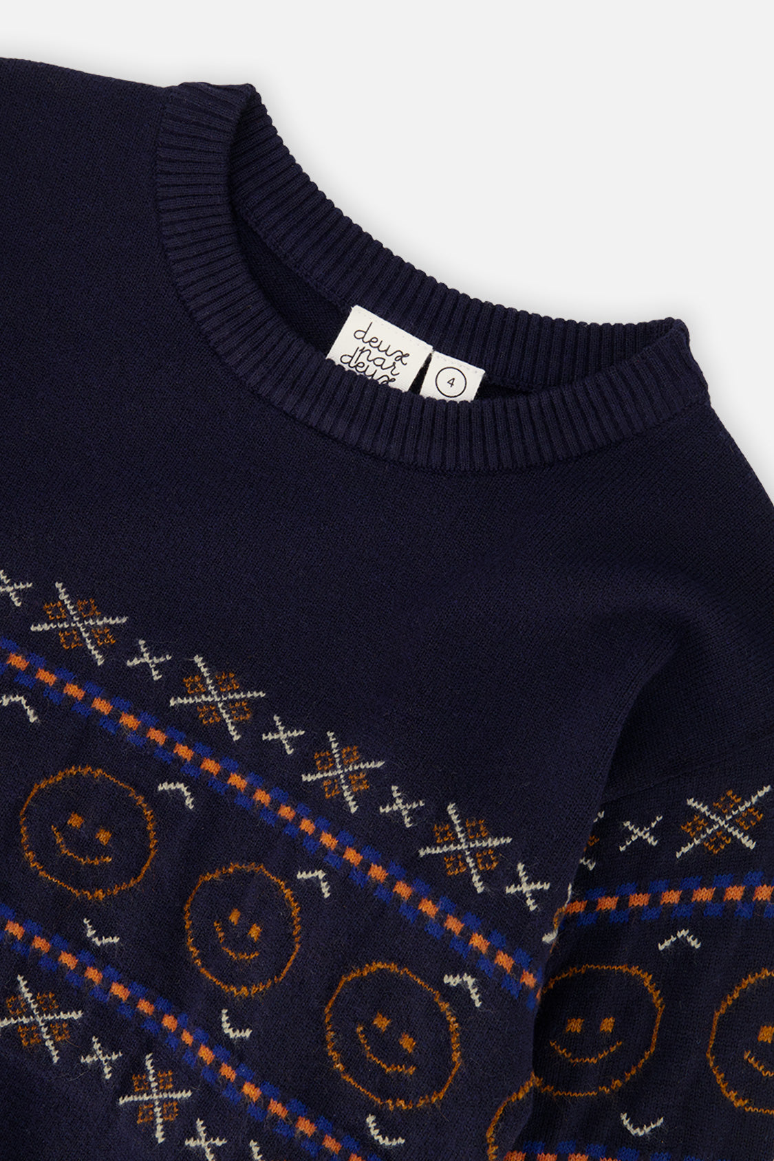 Deux par Deux dark blue jacquard sweater for boys, additional view