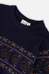Deux par Deux dark blue jacquard sweater for boys, additional view