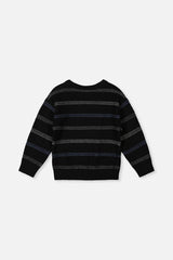 Deux par Deux black textured knit sweater, back view