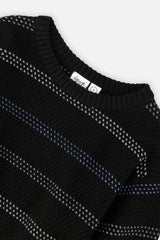 Deux par Deux black textured knit sweater, second alternate view