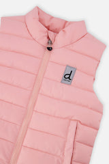 Deux par Deux Sleeveless Quilted Mid-Season Vest Light Pink