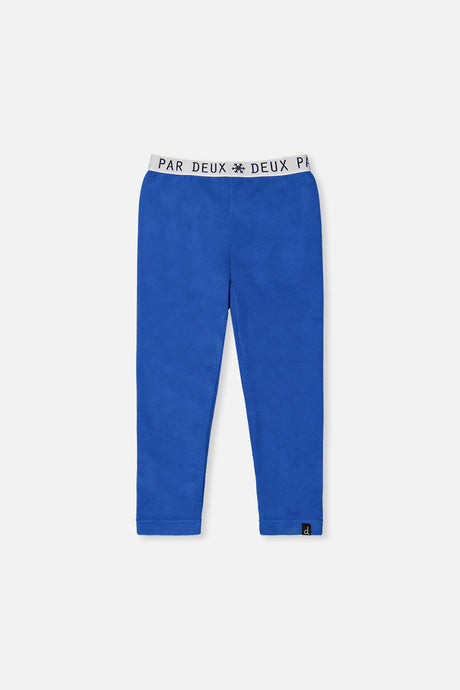 Deux par Deux boys' thermal leggings in blue – front view