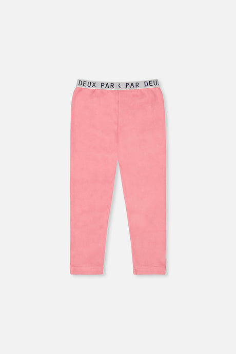Deux par Deux girls' thermal leggings in light pink – back view