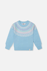 Knit Sweater With Nordic Jacquard Light Blue-0