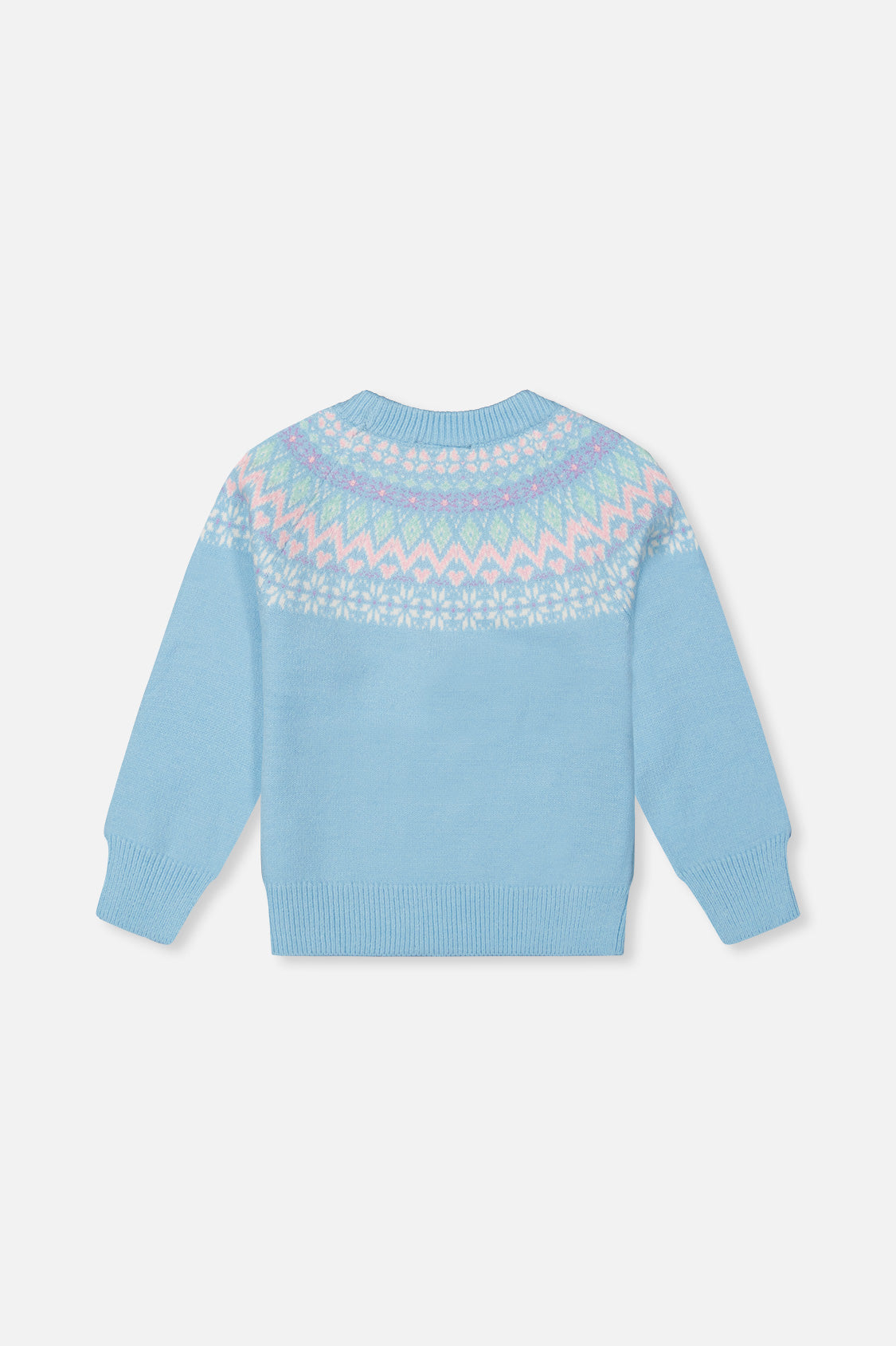 Knit Sweater With Nordic Jacquard Light Blue-1