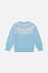 Knit Sweater With Nordic Jacquard Light Blue-1