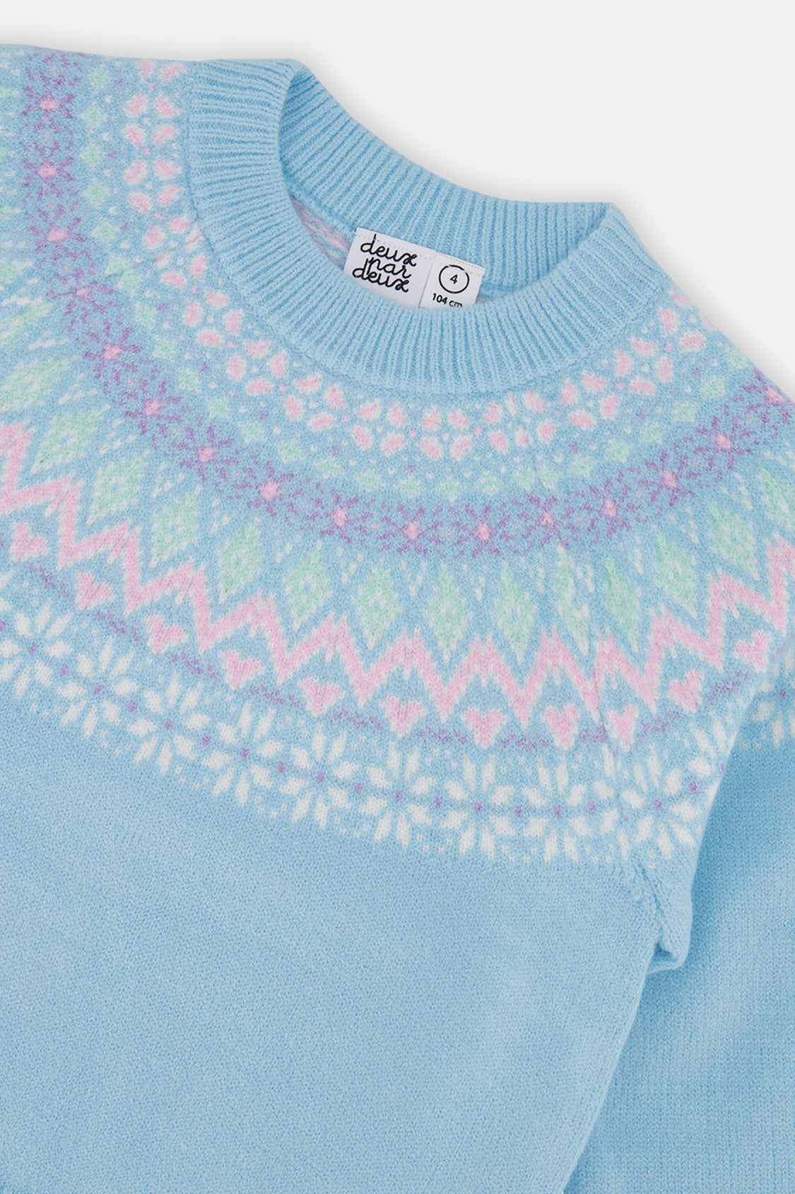 Knit Sweater With Nordic Jacquard Light Blue-2