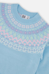 Knit Sweater With Nordic Jacquard Light Blue-2