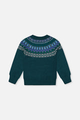 Knit Sweater With Nordic Jacquard Dark Green-1