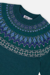 Knit Sweater With Nordic Jacquard Dark Green-2