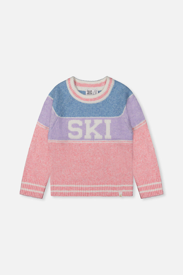 Sweater With Ski Jacquard Light Blue And Light Pink-0