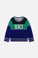 Sweater With Ski Jacquard Dark Blue And Dark Green-0