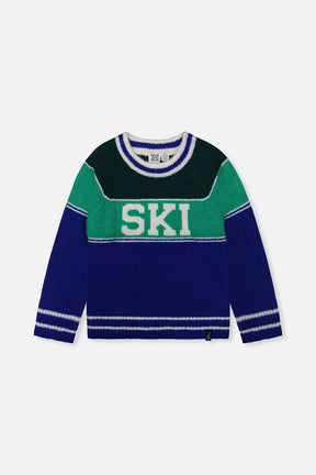 Sweater With Ski Jacquard Dark Blue And Dark Green-0