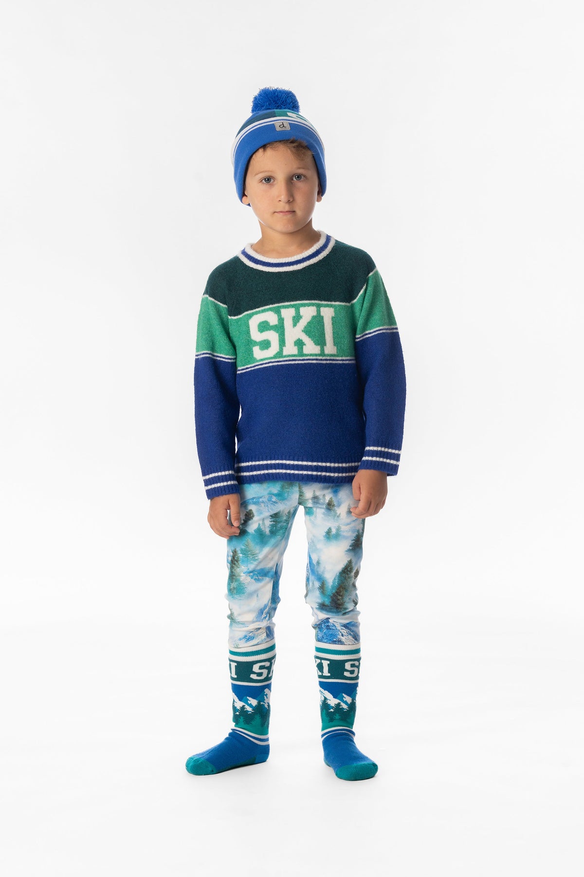 Deux par Deux Sweater With Ski Jacquard Dark Blue And Dark Green