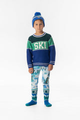 Deux par Deux Sweater With Ski Jacquard Dark Blue And Dark Green