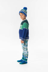 Deux par Deux Sweater With Ski Jacquard Dark Blue And Dark Green