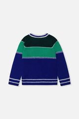 Sweater With Ski Jacquard Dark Blue And Dark Green-1