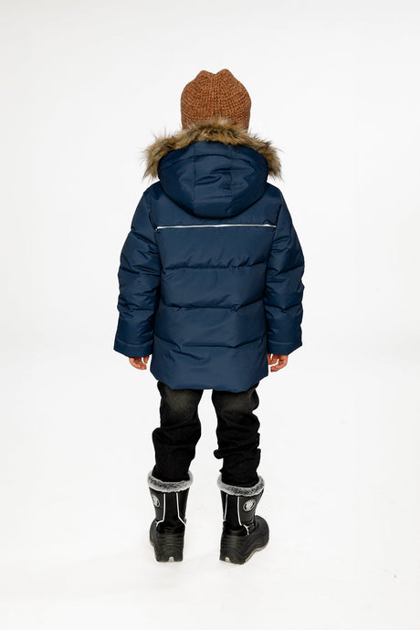 Deux par Deux Winter Jacket With Faux-Fur Hood Dark Blue