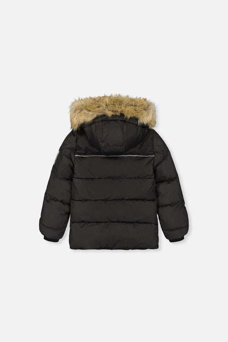 Winter Jacket With Faux-Fur Hood Black-1