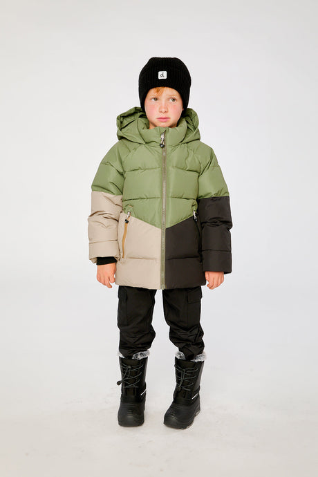 Deux par Deux Color-Block Winter Jacket Olive Green