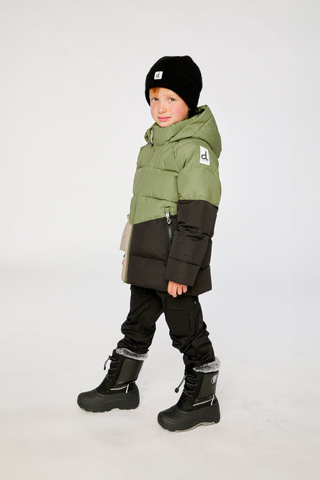 Deux par Deux Color-Block Winter Jacket Olive Green