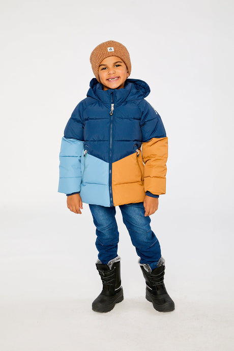 Deux par Deux Color-Block Winter Jacket Dark Blue
