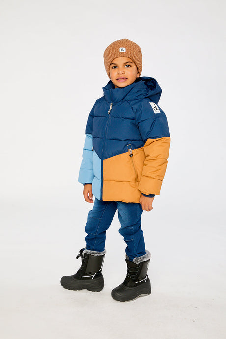 Deux par Deux Color-Block Winter Jacket Dark Blue