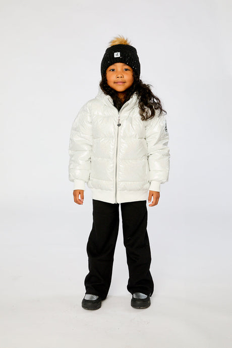 Deux par Deux Winter Puffy Jacket White Glitter