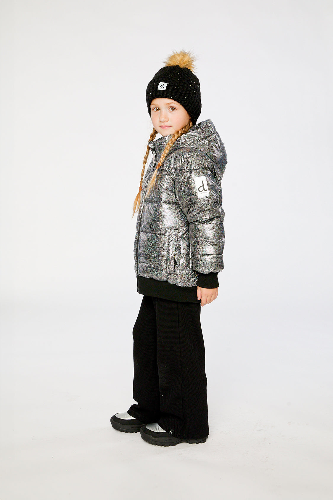 Deux par Deux Winter Puffy Jacket Black Glitter