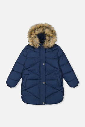 Long Winter Puffer Coat Dark Blue-0