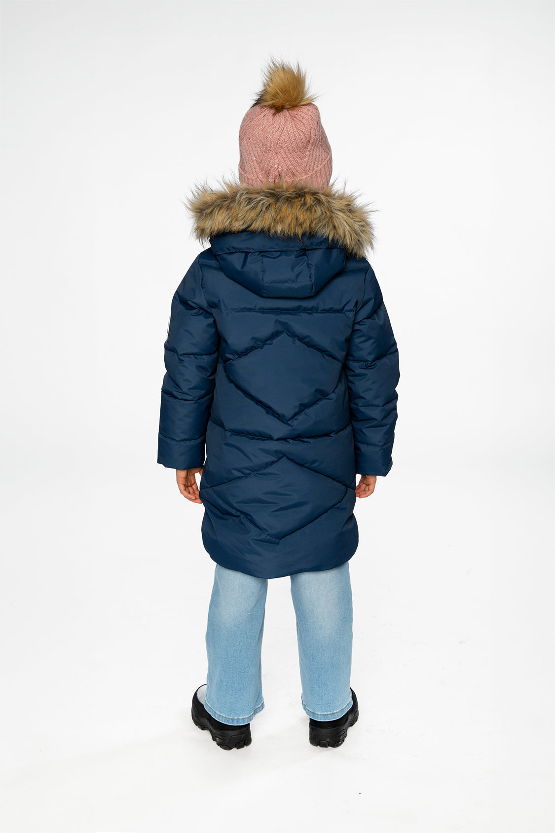 Deux par Deux Long Winter Puffer Coat Dark Blue