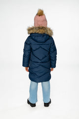 Deux par Deux Long Winter Puffer Coat Dark Blue