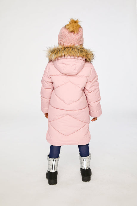 Deux par Deux Long Winter Puffer Coat Pale Dusty Pink