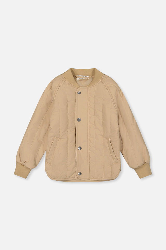 Quilted Raglan Sleeve Jacket Beige-0